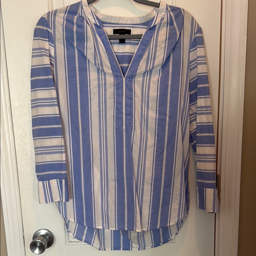 LOFT Blue and White Striped Women's Top